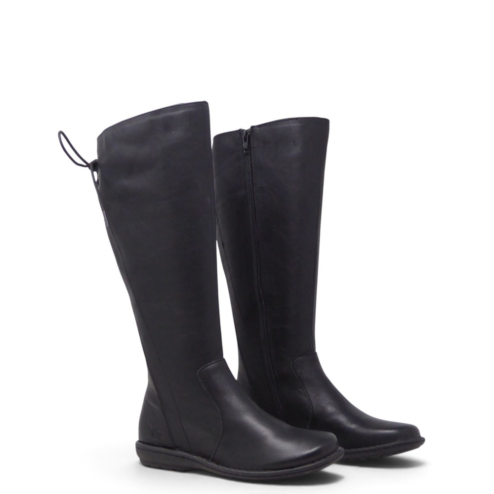 Born Caraway Women Tall Boots Black Leather Lace Up Back F73003 Size 6